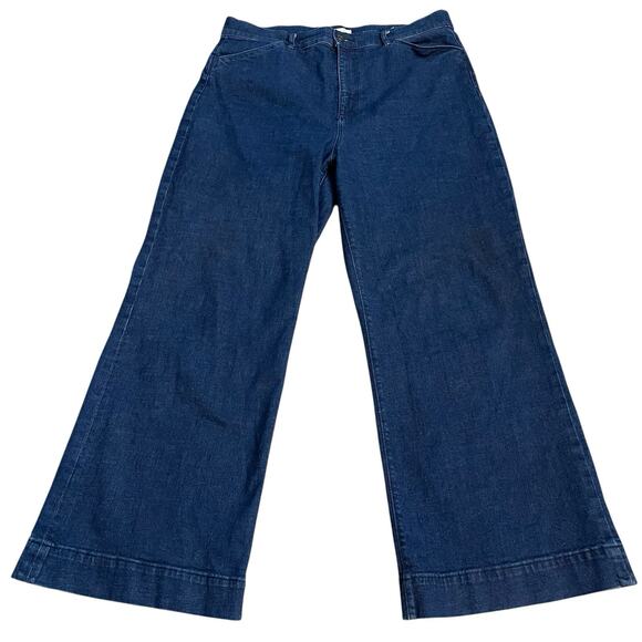 LOFT Denim - Loft Outlet Trouser Jeans 16 Wide Leg Dark Wash Stretchy Full Length Classic